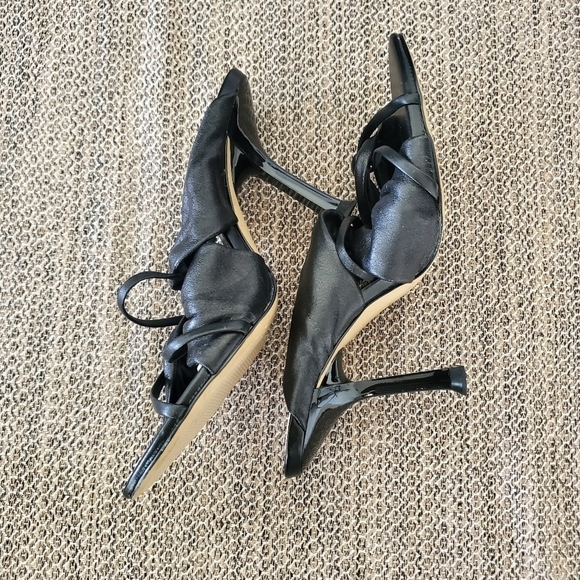 Zara Gathered Leather Heeled Sandals - Picture 9 of 13